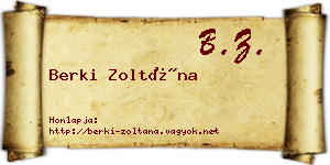 Berki Zoltána névjegykártya